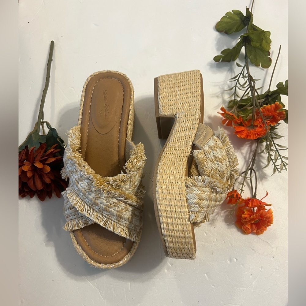 American Threads Natural Woven Espadrille Sandals